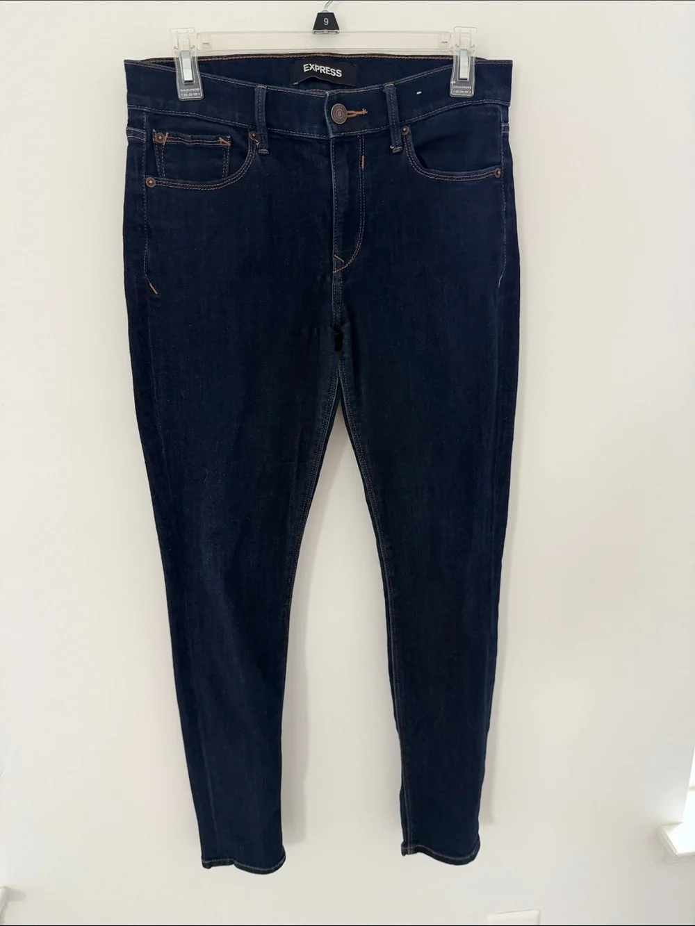 Express Women's Skinny Jeans - Dark Blue